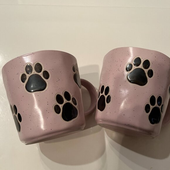 Dog‎ Paw Print Mugs (Set of 2 / new) (pet/x) - Picture 1 of 12